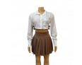 Autumn Sexy Fashion Casual Long Sleeve Shirt Pleated Skirt Women Set