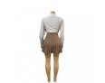 Autumn Sexy Fashion Casual Long Sleeve Shirt Pleated Skirt Women Set