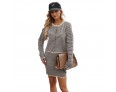 Autumn And Winter Knitted Cardigan Stripe Casual Skirt Office Chi Women Sweater Set